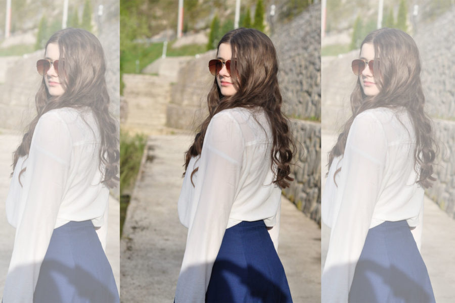 Jeansrock Bluse Streetstyle