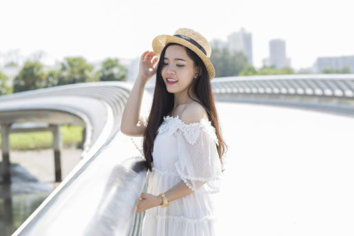 damen sommerkleid weiss mit hut